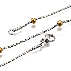 304ステンレススチールスネークチェーンネックレス  カニカン付き  ゴールデン·ステンレス鋼色  17.7インチ（45cm）  1.2mm&nbsp;STAS-O099-39GP
