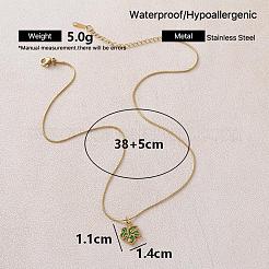 Vintage 304 Stainless Steel Enamel Maple Leaf Pendant Necklaces for Women&nbsp;YM5382