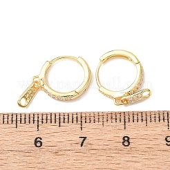 Zipper 925 Sterling Silver Micro Pave Clear Cubic Zirconia Hoop Earrings&nbsp;EJEW-K317-01G