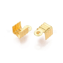アイアン製折りたたみ式カシメエンドパーツ  圧着コードの端を折ります  ゴールドカラー  7x4.5x4mm  穴：1.4~1.5mm  約10000個/袋&nbsp;IFIN-R204-27G-01