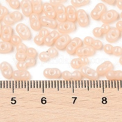 焼付塗装ガラスシードビーズ  ピーナッツ  ビスク  6x3.5x3mm  穴：1mm  約4500個/ポンド&nbsp;SEED-L011-09A-11