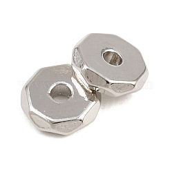 真鍮ビーズ  八角形  ラックめっき  長持ちメッキ  鉛フリー＆カドミウムフリー  プラチナ  5.5x1.5mm  穴：1.4mm&nbsp;KK-CBA78C7-29B-P