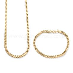 Ion Plating(IP) 304 Stainless Steel Wheat Chain Bracelets & Necklaces Jewelry Sets&nbsp;SJEW-B019-04B-G