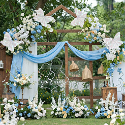 Gauze & Iron Butterfly Decoration for Wedding&nbsp;AJEW-WH0709-354