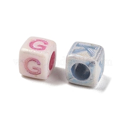 プラスチックビーズ  クラフトビーズ  文字 a~z テーマ  正方形  6.5x6.5x6.5mm  穴：3.5mm  1923個/ 500g&nbsp;KY-B004-06B