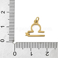 316lサージカルステンレスペンダント  星座チャーム  丸カン付き  ゴールドカラー  天秤座  11x12.5x1.5mm  穴：2.5mm&nbsp;STAS-U058-01G-07