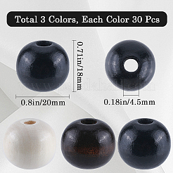 90Pcs 3 Colors Natural Wood European Style Beads&nbsp;OPDL-GF0001-01