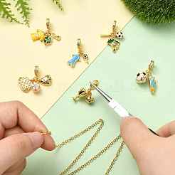 6Pcs 6 Styles Brass Enamel European Dangle Charms&nbsp;KK-CJ0003-95