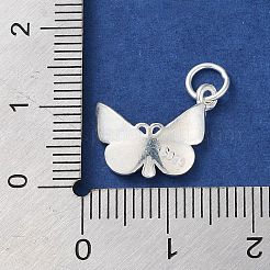 スターリングシルバーの昆虫チャーム925個  丸カン付き  シルバーカラー  蝶  11.5x14x2mm  穴：3.8mm&nbsp;STER-E071-05S-03