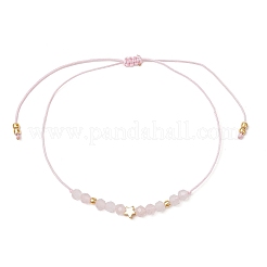 Natural Round Rose Quartz Beads Braided Bead Bracelets for Women&nbsp;BJEW-JB11655-07