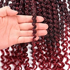 春のツイストオンブル色のかぎ針編みの三つ編みの髪  合成編組ヘアエクステンション  耐熱高温繊維  長い＆縮毛  ブルゴーニュ  14インチ（35.5cm）  24連売り/ pc&nbsp;OHAR-G005-10C
