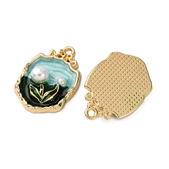 Light Gold Tone Alloy Enamel Pendants&nbsp;ENAM-B028-04KCG