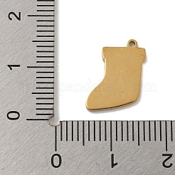 クリスマステーマ 304 ステンレススチール エナメルチャーム  14KGP本金メッキ  クリスマスソックス  14x11x1mm  穴：1mm&nbsp;STAS-Z093-02J