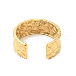Ion Plating(IP) 304 Stainless Steel Textured Open Cuff Ring for Men Women&nbsp;RJEW-I085-23G