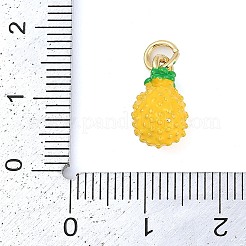 ラックメッキ真鍮エナメルチャーム  丸カン付き  長持ちメッキ  カドミウムフリー＆鉛フリー  18KGP本金メッキ  パイナップルチャーム  ゴールド  13.5x7.5mm  穴：3mm&nbsp;KK-P287-09G