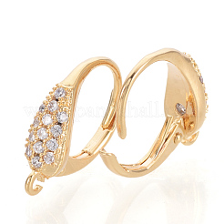Brass Cubic Zirconia Leverback Earring Findings&nbsp;KK-S340-45G