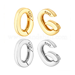 4Pcs 2 Colors 925 Sterling Silver Spring Gate Rings&nbsp;STER-PH0003-91