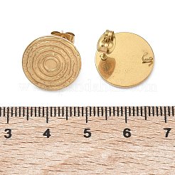 304ステンレススチールスタッドピアス金具  カン付き  イオンプレーティング（ip）  フラットラウンド  18KGP本金メッキ  15.5mm  穴：1.8mm  ピン：1mm&nbsp;STAS-A139-04G