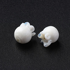 手作りのでこぼこランプワークビーズ  クラゲ  ホワイト  8~9x8mm  穴：1~1.5mm&nbsp;LAMP-T017-16B