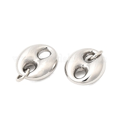 304ステンレスペンダント  楕円形のチャーム  ステンレス鋼色  15x13x5.5mm  丸カン：6x1ミリ  内径：4mm&nbsp;X-STAS-P441-01P