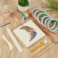 スクラップブッキングキット  ABSプラスチックレターオープナーナイフツールを含む  プラスチックブラシ  銅製のジュエリーワイヤーとマスキングテープ  ミックスカラー&nbsp;TOOL-OC0002-19