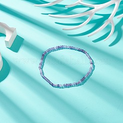 女性のための天然アメジスト キューブ ビーズ ストレッチ ブレスレット  内径：2-1/8インチ（5.5cm）&nbsp;BJEW-JB08975-01