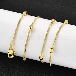 3mm 真鍮楕円ツイストチェーンネックレス  鉛フリー＆カドミウムフリー  長持ちメッキ  ラックめっき  18KGP本金メッキ  17.52インチ（44.5cm）&nbsp;NJEW-M108-01G