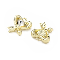 合金ラインストーンペンダント  ハートチャーム  ラックめっき  長持ちメッキ  ゴールドカラー  18x15x4mm  穴：1.8mm&nbsp;RB-CBA7D90-02G
