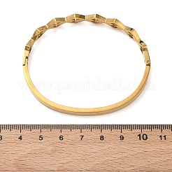 7mm 304ステンレススチール製パヴェクリアキュービックジルコニア菱形ヒンジ付きバングル（女性用）  ゴールドカラー  内径：1.97x2.36インチ（5x6cm）&nbsp;BJEW-C151-02G