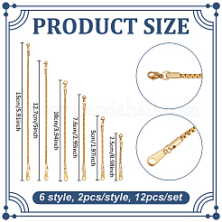 12Pcs 6 Styles 201 Stainless Steel & 304 Stainless Steel Box Chains Chain Extender&nbsp;FIND-UN00028-01