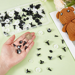 プラスチック製の安全工芸品の目  スペーサー付き  diyの人形のおもちゃの人形のプラシ天の動物の作成のため  ブラック  9~17.5x7~16mm&nbsp;DIY-PH0035-99