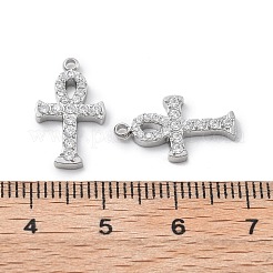 304ステンレススチールマイクロパヴェキュービックジルコニアペンダント  クロスチャーム  ステンレス鋼色  17.5x10x2mm  穴：1.2mm&nbsp;STAS-Z121-47P-02