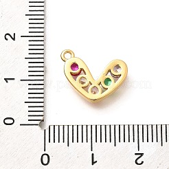 真鍮製チャーム  ハートチャーム  ガラスと  18KGP本金メッキ  10.5x15x2.5mm  穴：1.5mm&nbsp;KK-U048-14G