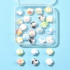 26Pcs 6 Colors Shell Shape Glazed Porcelain Beads&nbsp;PORC-FS0001-35
