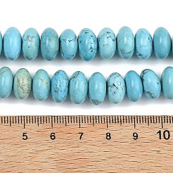 染色された天然マグネサイトビーズ連売り  ロンデル  ターコイズ  12~12.5x7~7.5mm  穴：1.2mm  約57個/連  14.84''（37.7センチメートル）&nbsp;G-B173-A01-01