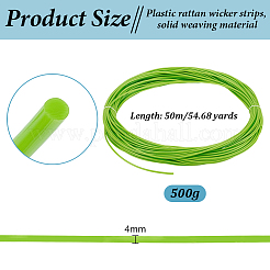 プラスチック製籐編み細工品  立体織り素材  DIYのための  家具編み物  グリーン  4mm  50 M / 500 G&nbsp;DIY-WH0816-132D