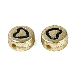 不透明なメッキアクリルビーズ  クラフトビーズ  フラットラウンド＆ハート  アンティークゴールドメッキ  7x3.5~4mm  穴：1.5mm  約3570個/500g&nbsp;AC-N167-05AG