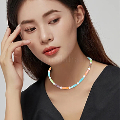 スパゲッティビーズメッキアクリルビーズ400個  ABカラー  ライス  ミックスカラー  19x6mm  穴：1mm&nbsp;MACR-SC0002-63