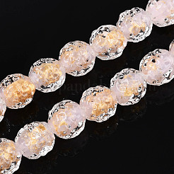 手作りランプワークビーズ  金箔ガラスビーズ  バレル  ミスティローズ  10~11x9~10mm  穴：1.5mm  約50個/連  19.69''（50センチメートル）&nbsp;FOIL-T007-03C