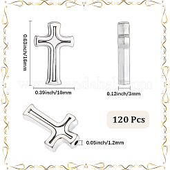 チベットスタイルの合金ビーズ120個。  クロス  カドミウムフリー＆鉛フリー  アンティークシルバー  16x10x3mm  穴：1.2mm&nbsp;FIND-PA0001-92