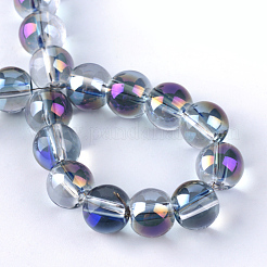 Half Plated Transparent Glass Beads Strands&nbsp;EGLA-Q062-8mm-B05