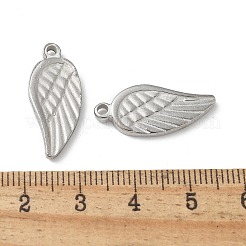 304ステンレスペンダント  翼のチャーム  変色防止  ステンレス鋼色  22.5x10x3mm  穴：2mm&nbsp;STAS-I330-008P