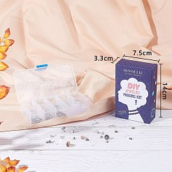DIYスタッドピアス作り  304ステンレススチールスタッドピアス金具付き  201ステンレス製イヤーナットとプラスチック製イヤーナット  ステンレス鋼色  4mm / 5mm / 6mm / 8mm / 10mm  100個/箱&nbsp;DIY-SC0010-17