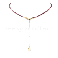 2.5MM Faceted Round Natural Tourmaline & Fluorite & Garnet & Obsidian & Lapis Lazuli Beaded Lariat Necklaces&nbsp;NJEW-JN05874