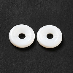 天然淡水シェルビーズ  ドーナツ/円盤  ホワイト  10x2mm  穴：3mm&nbsp;SHEL-G014-02B