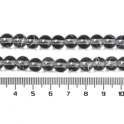 ドローベンチ透明ガラスビーズ連売り  スプレー塗装  ラウンド  ライトグレー  8mm  穴：1.3~1.6mm  31.4インチ&nbsp;GLAD-Q012-8mm-09