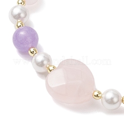 Heart Natural Aquamarine & Rose Quartz & Amethyst Beads Stretch Bracelets for Women&nbsp;BJEW-JB11759