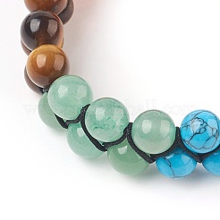 Chakra Natural & Synthetic Mixed Stone Braided Bead Bracelets&nbsp;BJEW-O164-B
