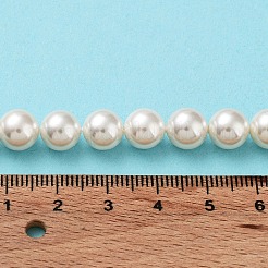 シェルパールビーズ連売り  ジュエリー作成用のルーズビーズ  グレードA  ラウンド  フローラルホワイト  8mm  穴：1mm  約47個/連  15.5インチ&nbsp;BSHE-L026-03-8mm