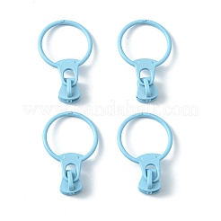 合金ジッパー  レジンプラー付き  ラウンド  カドミウムフリー＆鉛フリー  ライトスカイブルー  37mm  リング：31.5x23.5x1.5mm  ジッパープラー：10.5x9x7.5mm&nbsp;PALLOY-WH0079-16N-RS
